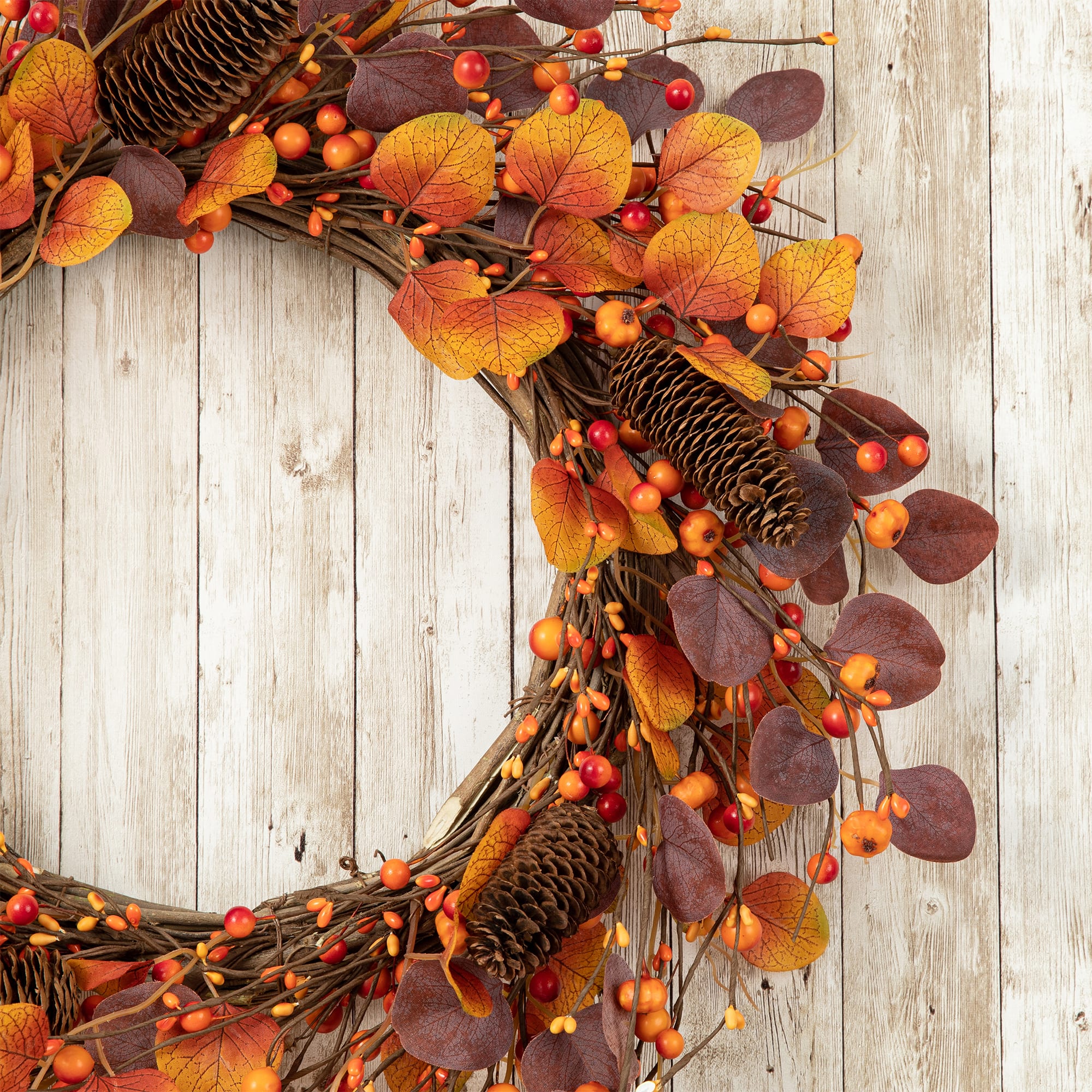 Glitzhome® 22" Fall Eucalyptus Berry Wreath